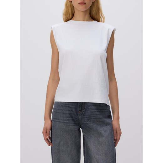 Reserved - T-shirt z poduszkami na ramionach - biały Reserved S okazyjna cena Reserved