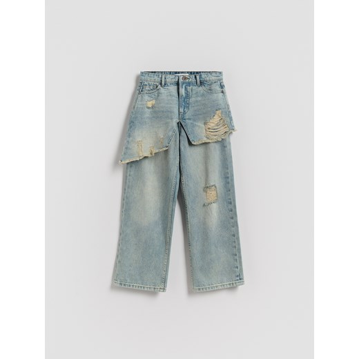 Reserved - Jeansy straight fit z spódnicą - niebieski ze sklepu Reserved w kategorii Spodnie dziewczęce - zdjęcie 187947830