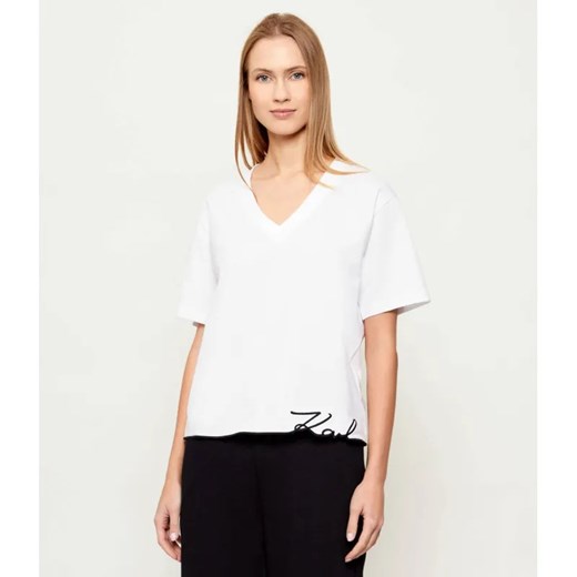 Karl Lagerfeld T-shirt signature | Oversize fit ze sklepu Gomez Fashion Store w kategorii Bluzki damskie - zdjęcie 187948662
