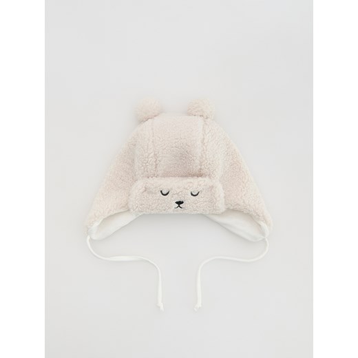 Reserved - Pluszowa czapka z uszami - złamana biel ze sklepu Reserved w kategorii Czapki dziecięce - zdjęcie 187950993