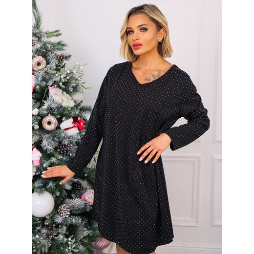 SUKIENKA ZDOBIONA CYRKONIAMI- CZARNA ze sklepu olika.com.pl w kategorii Sukienki - zdjęcie 187951542