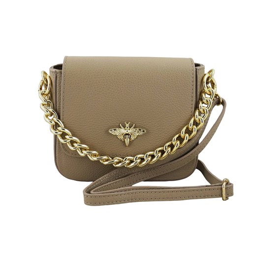 Modna torebka skórzana ze złotym łańcuszkiem - Beżowa ze sklepu butyolivier w kategorii Listonoszki - zdjęcie 187952161