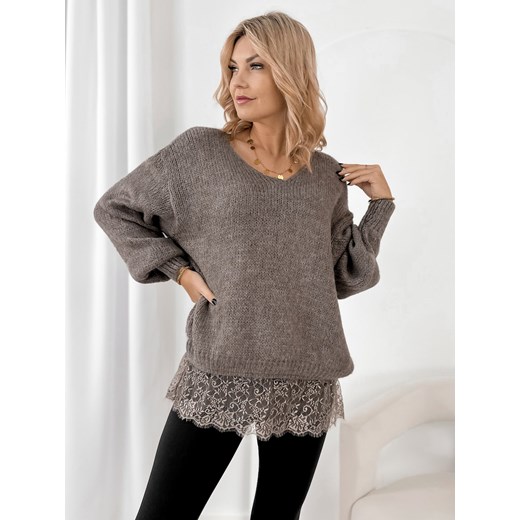 sweter sucre ciemnobeżowy one size ze sklepu UBRA w kategorii Swetry damskie - zdjęcie 187953690