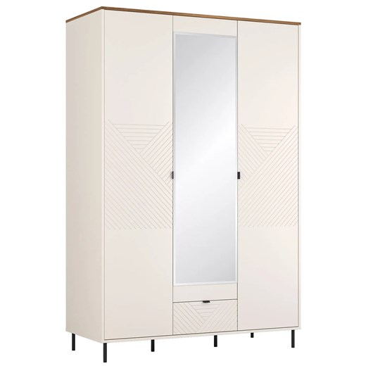 Nowoczesna szafa trzydrzwiowa z lustrem kaszmir + dąb castello C3-L26 ze sklepu Edinos.pl w kategorii Szafy - zdjęcie 187953761