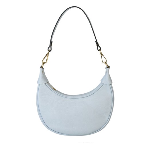 Jasnopopielata torebka skórzana półksiężyc z odpinanym paskiem, mode ze sklepu Słoń Torbalski w kategorii Listonoszki - zdjęcie 187954724