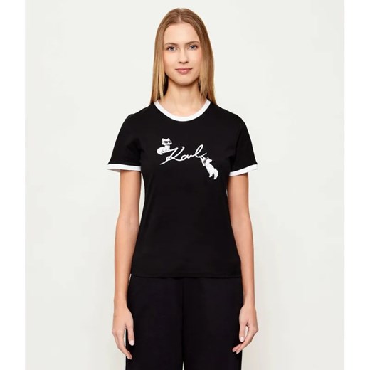 Karl Lagerfeld T-shirt Ikon Signature Choupette | Slim Fit ze sklepu Gomez Fashion Store w kategorii Bluzki damskie - zdjęcie 187955264