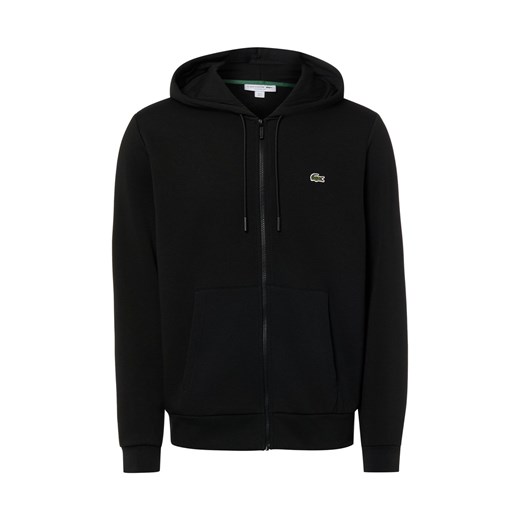 Lacoste Męska kurtka z kapturem Mężczyźni Bawełna czarny jednolity ze sklepu vangraaf w kategorii Bluzy męskie - zdjęcie 187957283