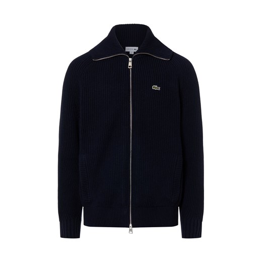 Lacoste Męski wełniany kardigan Mężczyźni Wełna granatowy jednolity ze sklepu vangraaf w kategorii Swetry męskie - zdjęcie 187957294