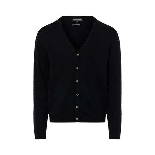 Finshley & Harding Męski kardigan z zawartością kaszmiru Mężczyźni Bawełna czarny jednolity ze sklepu vangraaf w kategorii Swetry męskie - zdjęcie 187957300
