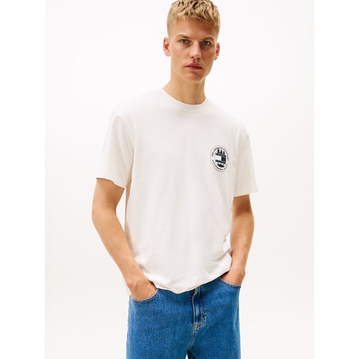 Tommy Jeans Koszulka męska Mężczyźni Bawełna biały nadruk ze sklepu vangraaf w kategorii T-shirty męskie - zdjęcie 187957314