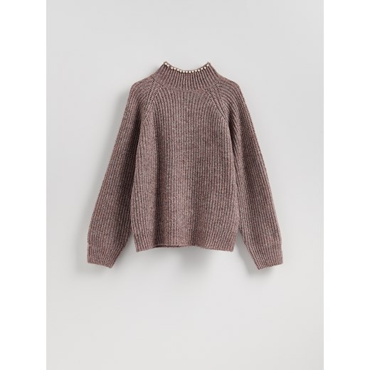 Reserved - Sweter z metalizowaną nicią - jasnofioletowy Reserved L Reserved