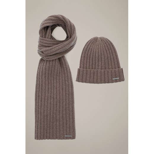Zestaw Brązowy Wełniany Czapka Plus Szal Sorino ze sklepu Lancerto S.A. w kategorii Dodatki męskie - zdjęcie 187957841