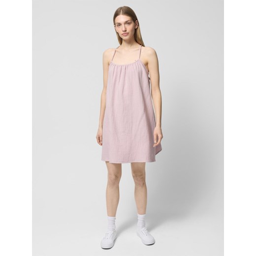 Damska sukienka na ramiączkach Outhorn OTHWSS24TDREF143 - różowa ze sklepu Sportstylestory.com w kategorii Sukienki - zdjęcie 187959493