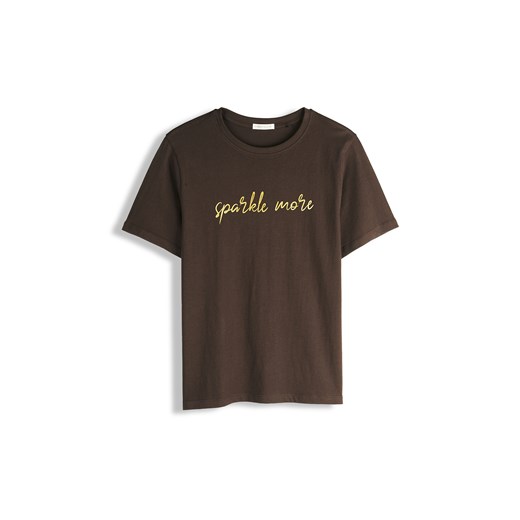 GATE Bawełniana koszulka z błyszczącym napisem 34 ze sklepu gateshop w kategorii Bluzki damskie - zdjęcie 187960692