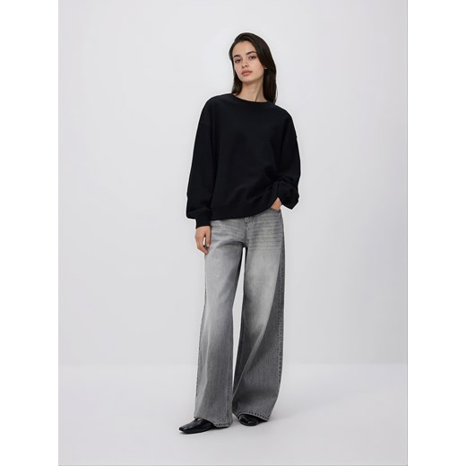 Reserved - Gładka bluza z bawełną - czarny ze sklepu Reserved w kategorii Bluzy damskie - zdjęcie 187961501