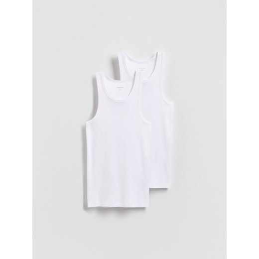 Reserved - Prążkowany top 2 pack - biały ze sklepu Reserved w kategorii T-shirty męskie - zdjęcie 187962044