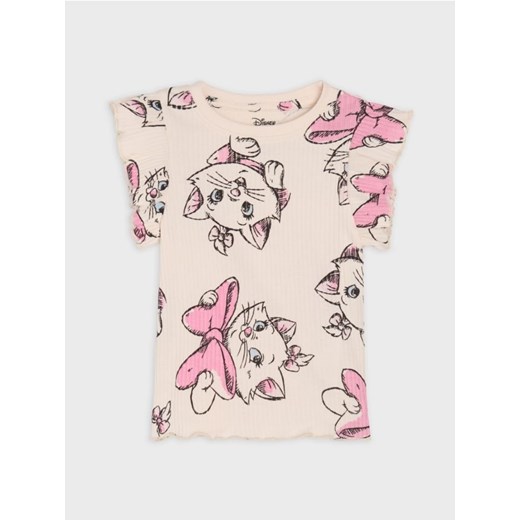 Sinsay - Koszulka z prążkowanej dzianiny The Aristocats - kremowy ze sklepu Sinsay w kategorii Bluzki dziewczęce - zdjęcie 187962251