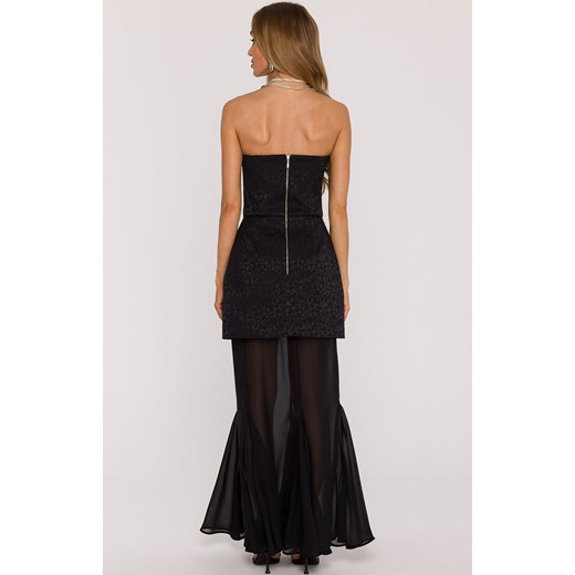 Sukienka gorsetowa z szyfonową spódnicą czarna M893, Kolor czarny, Rozmiar L, Moe L promocyjna cena Primodo