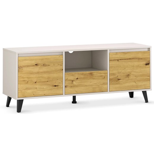 Szafka RTV na czarnych nóżkach kaszmir + dąb artisan R0-B56 ze sklepu Edinos.pl w kategorii Szafki RTV - zdjęcie 187963861