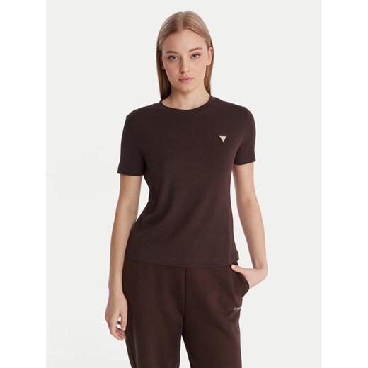 Guess T-Shirt V6RI17 KD741 Brązowy Regular Fit ze sklepu MODIVO w kategorii Bluzki damskie - zdjęcie 187964401