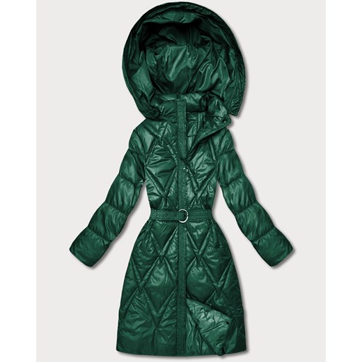 Pikowany płaszcz przejściowy z kapturem Goodlookin zielony (Y3-9215-33) ze sklepu goodlookin.pl w kategorii Płaszcze damskie - zdjęcie 187964912