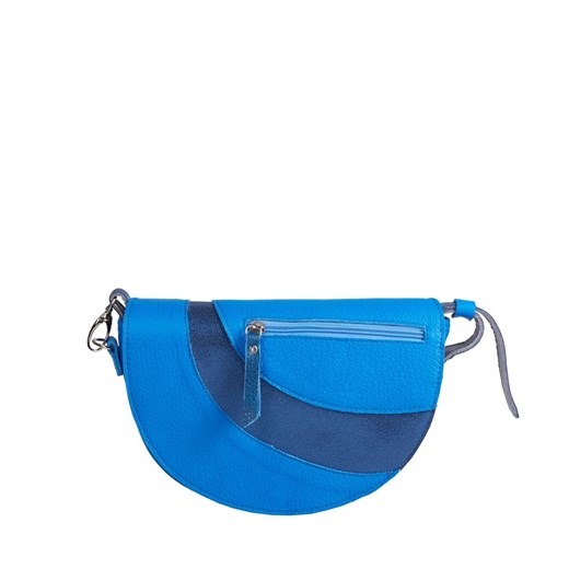 niebieska torebka skórzana półokrągła z funkcją nerki Mała Mi ze sklepu Słoń Torbalski w kategorii Listonoszki - zdjęcie 187965023