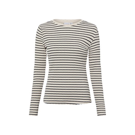 Vila Damska koszula z długim rękawem - VIAmeline Kobiety Bawełna écru w paski ze sklepu vangraaf w kategorii Bluzki damskie - zdjęcie 187965122