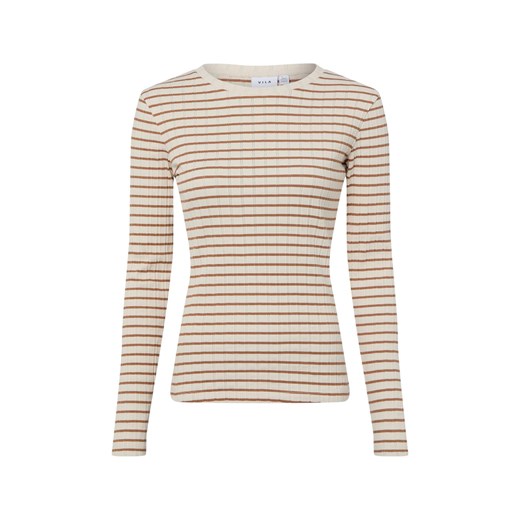 Vila Damska koszula z długim rękawem - VIAmeline Kobiety Bawełna écru w paski ze sklepu vangraaf w kategorii Bluzki damskie - zdjęcie 187965123