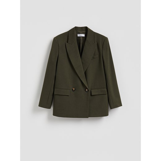 Reserved - Dwurzędowa marynarka - ciemnozielony ze sklepu Reserved w kategorii Kurtki damskie - zdjęcie 187965162