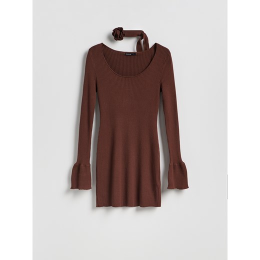 Reserved - Sukienka z wiskozą - brązowy ze sklepu Reserved w kategorii Sukienki - zdjęcie 187965340
