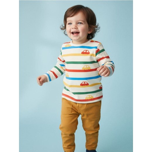 Sinsay - Bawełniana koszulka w paski - kremowy ze sklepu Sinsay w kategorii T-shirty chłopięce - zdjęcie 187966152