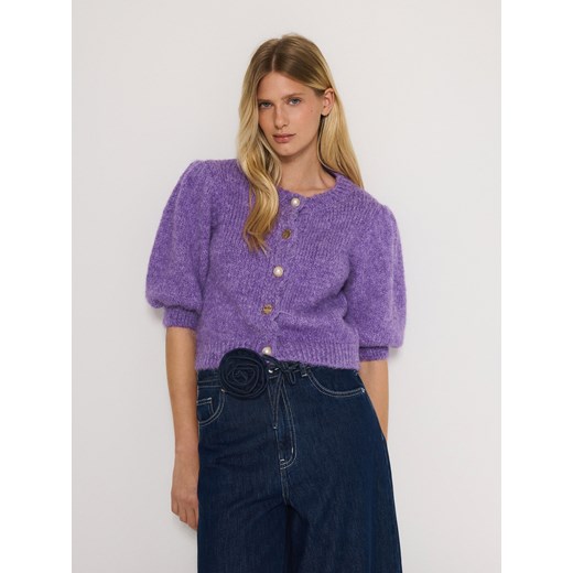 Reserved - Kardigan z ozdobnymi guzikami - fioletowy ze sklepu Reserved w kategorii Swetry damskie - zdjęcie 187969221