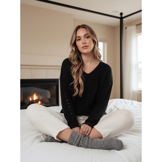 Sweter damski MONAVIA czarny Dstreet MY2399 ze sklepu DSTREET.PL w kategorii Swetry damskie - zdjęcie 187969244