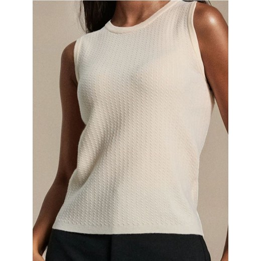 Sinsay - Strukturalna bluzka bez rękawów - kremowy ze sklepu Sinsay w kategorii Bluzki damskie - zdjęcie 187970004