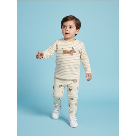 Sinsay - Zestaw bawełnianych koszulek z długim rękawem 2 pack - kremowy ze sklepu Sinsay w kategorii T-shirty chłopięce - zdjęcie 187970101