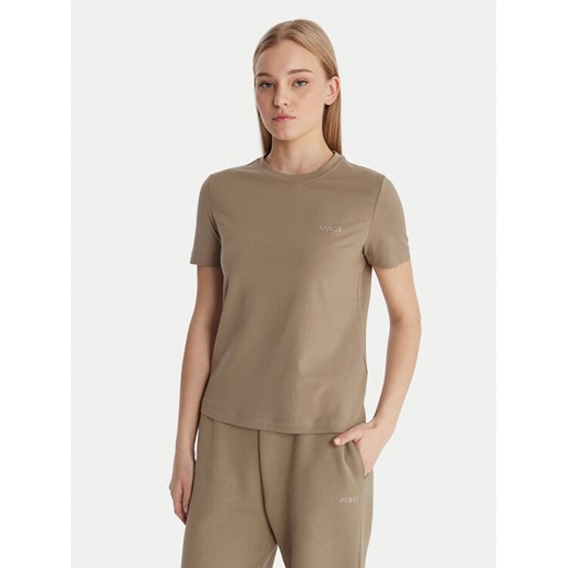 Guess T-Shirt V6RI07 J1314 Beżowy Regular Fit ze sklepu MODIVO w kategorii Bluzki damskie - zdjęcie 187971174