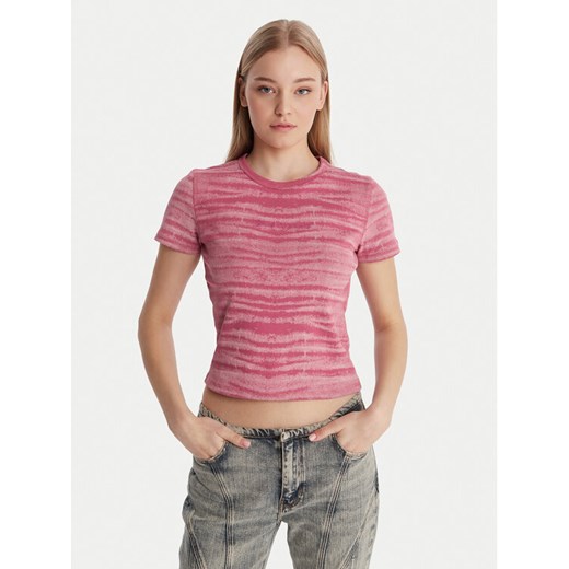 Guess T-Shirt W6RP42 KCTT1 Różowy Regular Fit ze sklepu MODIVO w kategorii Bluzki damskie - zdjęcie 187971181