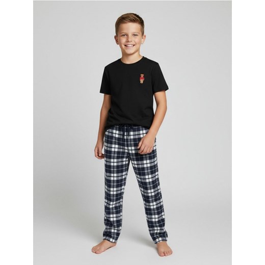 Sinsay - Piżama z flanelowymi spodniami w kratę - czarny ze sklepu Sinsay w kategorii Piżamy dziecięce - zdjęcie 187972681