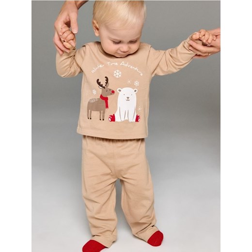 Sinsay - Piżama dwuczęściowa z nadrukiem renifera i misia polarnego - beżowy ze sklepu Sinsay w kategorii Piżamy dziecięce - zdjęcie 187972684