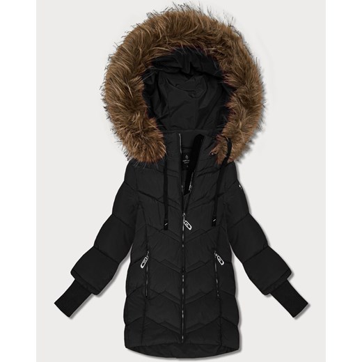 Zimowa kurtka damska z dzianinowymi ściągaczami Goodlookin czarna (KK60613) Goodlookin.pl M (38) goodlookin.pl