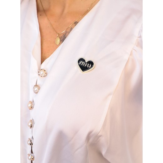 KOSZULA OVERSIZE ZAPINANA NA GUZIKI+ BROSZKA- BIAŁA Olika uniwersalny olika.com.pl