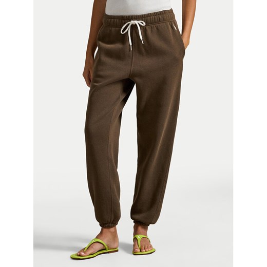 Polo Ralph Lauren Spodnie dresowe 211971700506 Brązowy Tapered Fit ze sklepu MODIVO w kategorii Spodnie damskie - zdjęcie 187976031