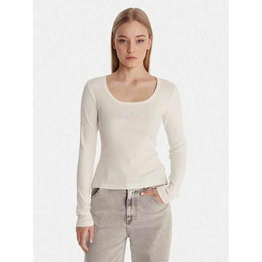 Guess Jeans Bluzka W6RP24 KA0H1 Écru Slim Fit ze sklepu MODIVO w kategorii Bluzki damskie - zdjęcie 187976243