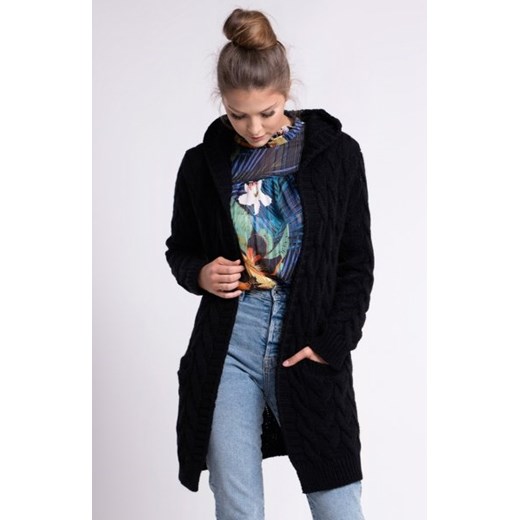 Setin długi kardigan z kapturem GLORIA czarny ze sklepu intimiti.pl w kategorii Swetry damskie - zdjęcie 187977371