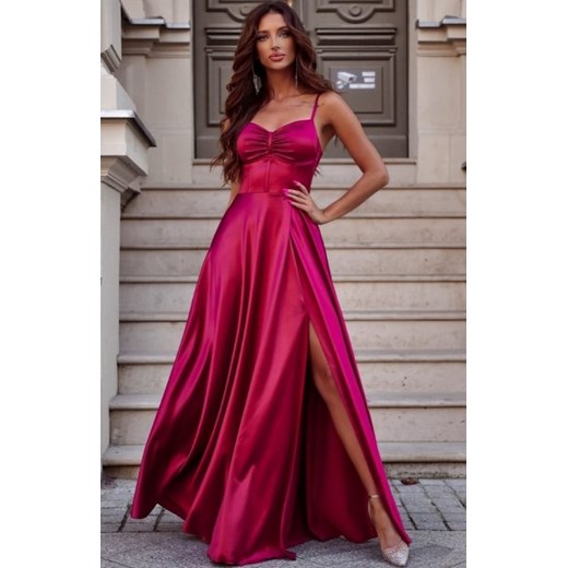 Długa satynowa sukienka bordowa gorset ze sklepu intimiti.pl w kategorii Sukienki - zdjęcie 187977412