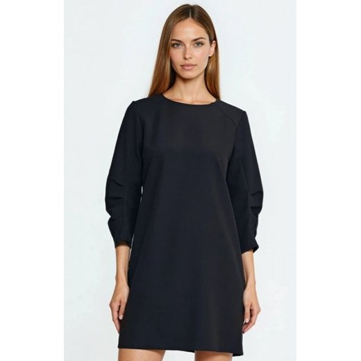 Nife elegancka sukienka z zakładkami na rękawach czarna ze sklepu intimiti.pl w kategorii Sukienki - zdjęcie 187977481