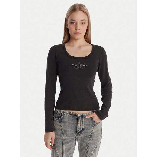 Guess Jeans Bluzka W6RP24 KA0H1 Szary Slim Fit ze sklepu MODIVO w kategorii Bluzki damskie - zdjęcie 187978951