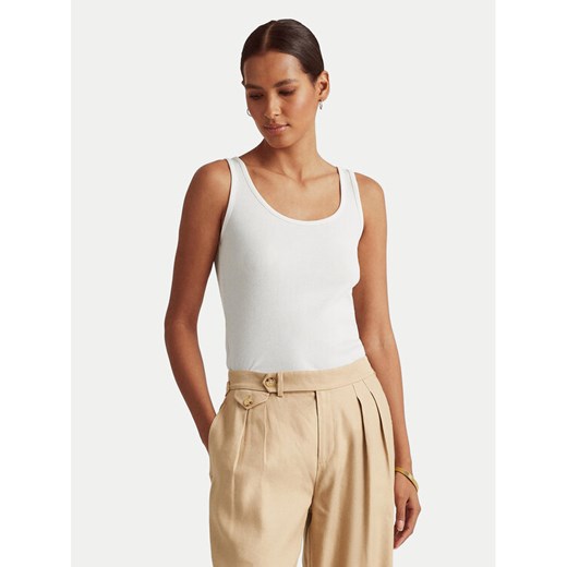 LAUREN RALPH LAUREN Top 200704777004 Biały Slim Fit ze sklepu MODIVO w kategorii Bluzki damskie - zdjęcie 187978952