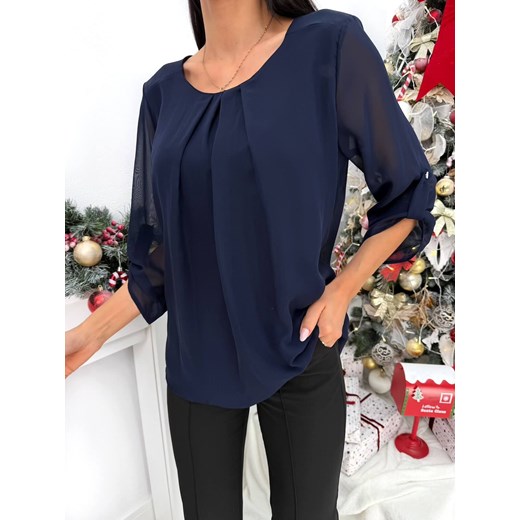 Granatowa Bluzka ze sklepu ModnaKiecka.pl w kategorii Bluzki damskie - zdjęcie 187979682