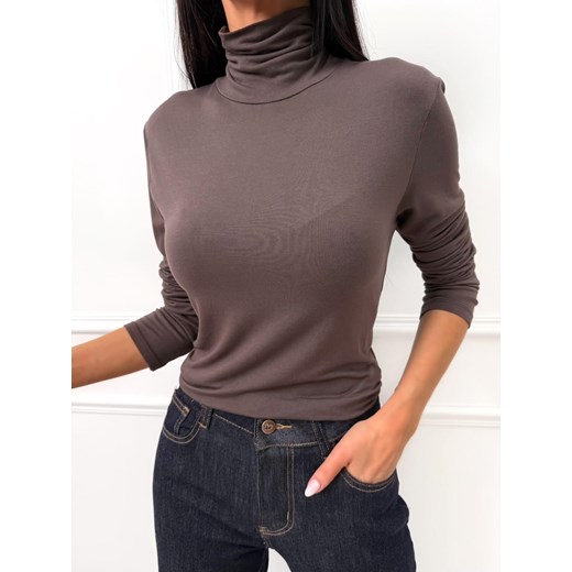 Brązowa Bluzka z Golfem ze sklepu ModnaKiecka.pl w kategorii Bluzki damskie - zdjęcie 187979692